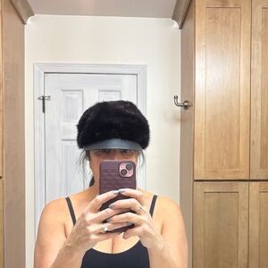 Black Fur Visor Hat